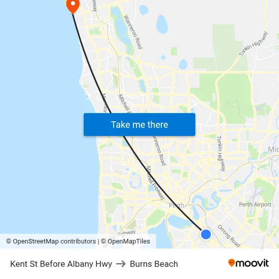 Kent St Before Albany Hwy to Burns Beach map