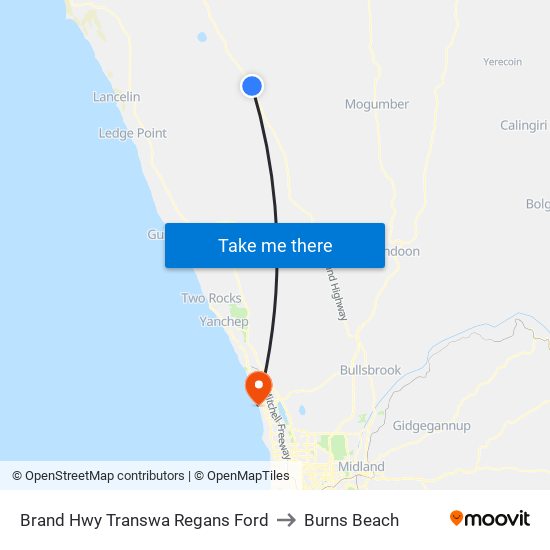 Brand Hwy Transwa Regans Ford to Burns Beach map