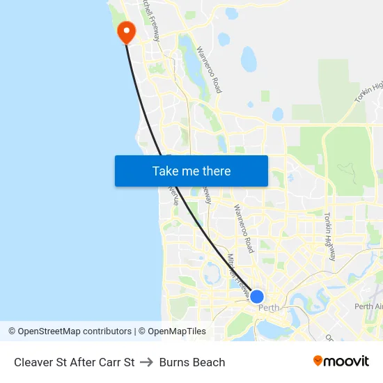 Cleaver St After Carr St to Burns Beach map