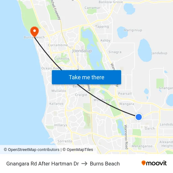 Gnangara Rd After Hartman Dr to Burns Beach map