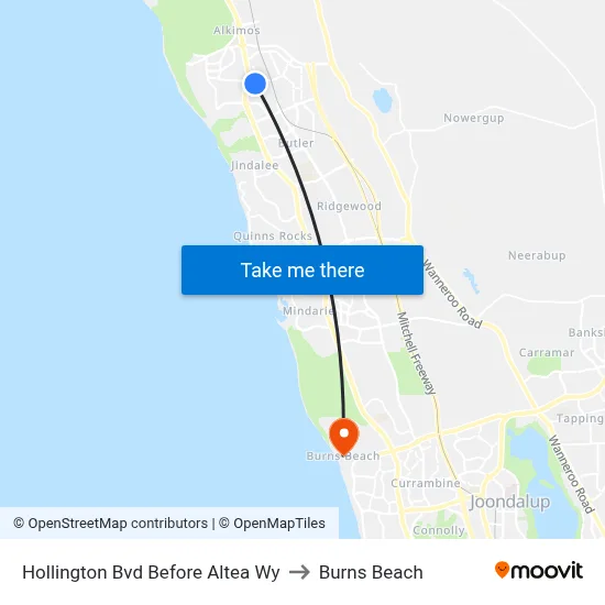 Hollington Bvd Before Altea Wy to Burns Beach map