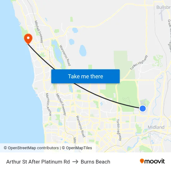 Arthur St After Platinum Rd to Burns Beach map