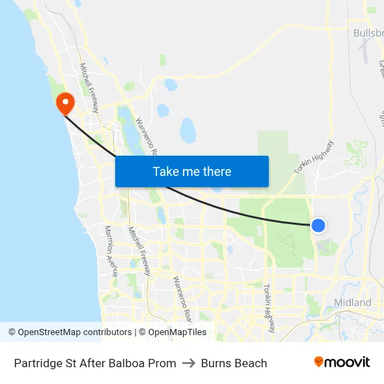 Partridge St After Balboa Prom to Burns Beach map