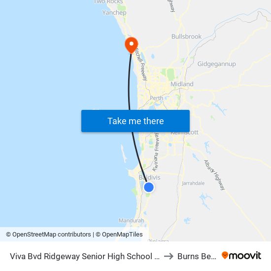 Viva Bvd Ridgeway Senior High School Stand 4 to Burns Beach map
