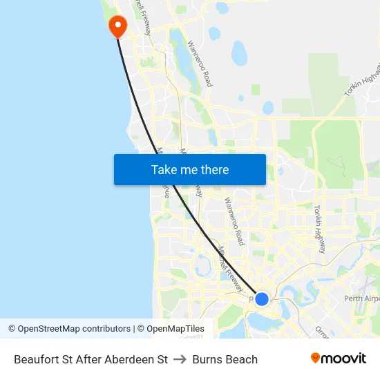 Beaufort St After Aberdeen St to Burns Beach map