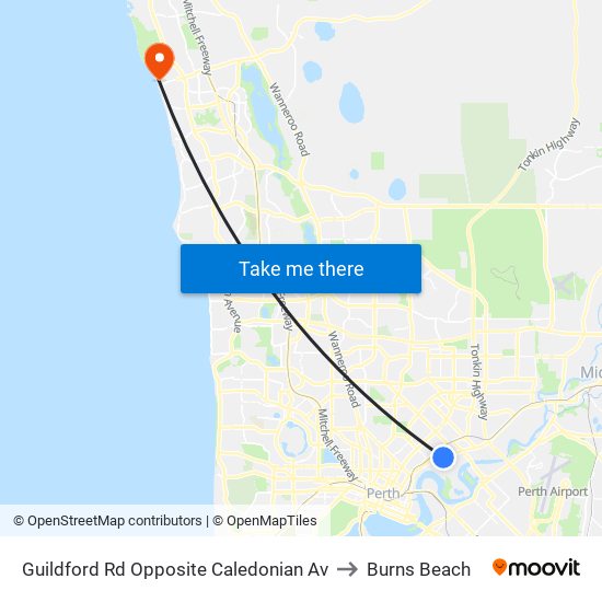 Guildford Rd Opposite Caledonian Av to Burns Beach map