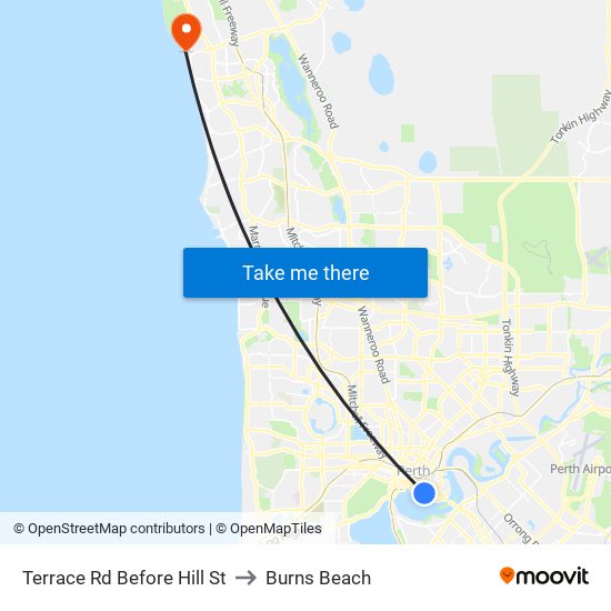 Terrace Rd Before Hill St to Burns Beach map