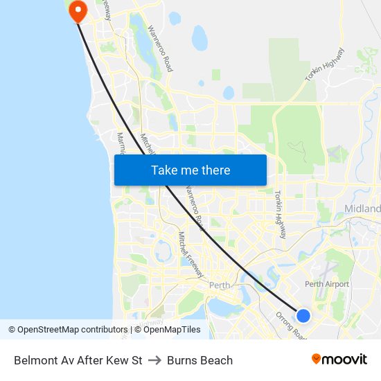 Belmont Av After Kew St to Burns Beach map