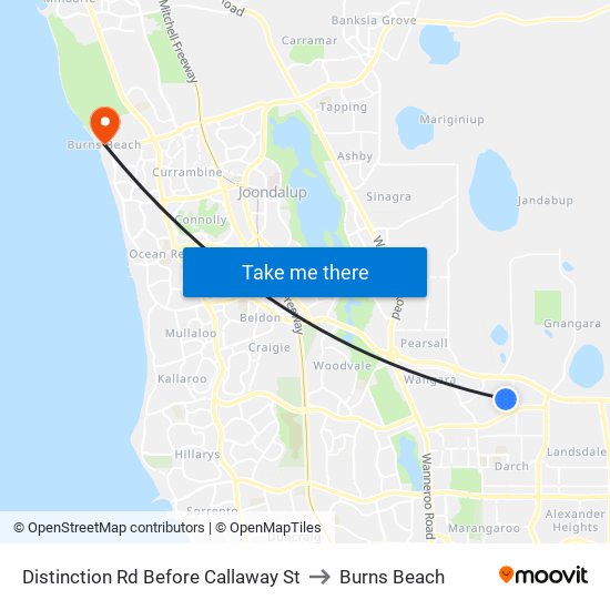 Distinction Rd Before Callaway St to Burns Beach map