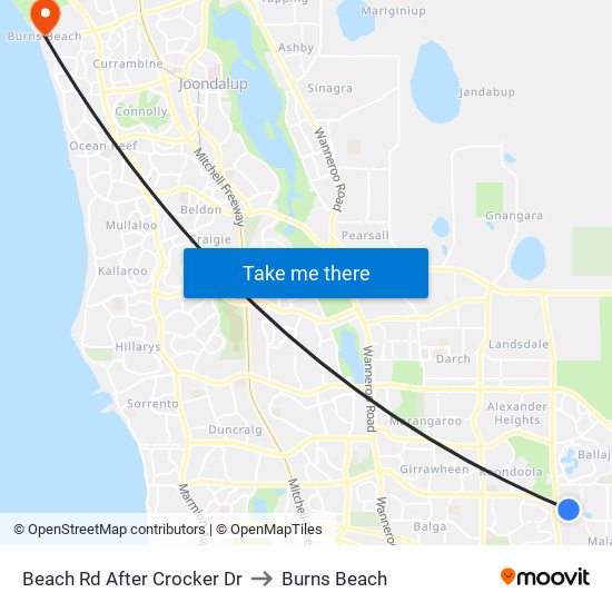 Beach Rd After Crocker Dr to Burns Beach map