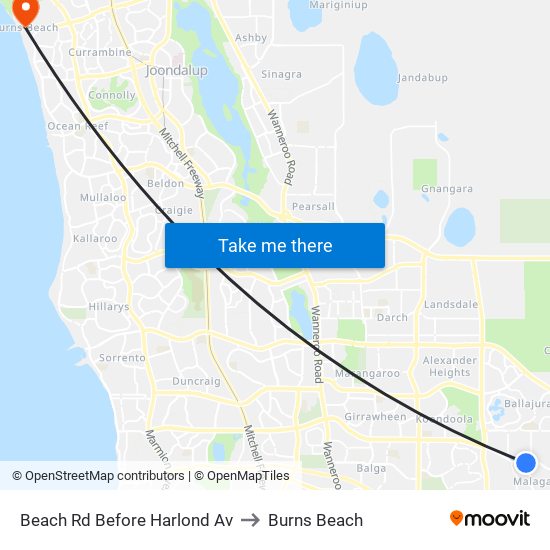Beach Rd Before Harlond Av to Burns Beach map