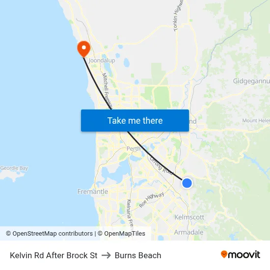 Kelvin Rd After Brock St to Burns Beach map