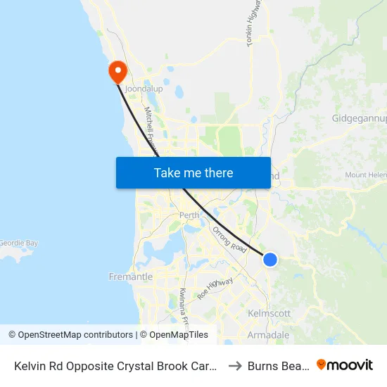 Kelvin Rd Opposite Crystal Brook Caravan to Burns Beach map