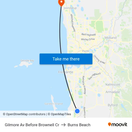 Gilmore Av Before Brownell Cr to Burns Beach map