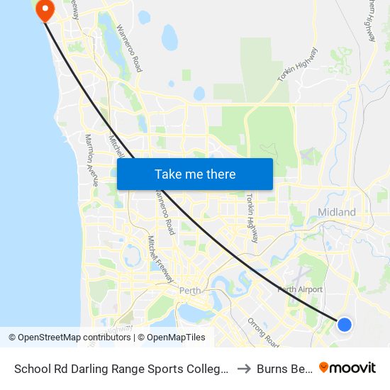 School Rd Darling Range Sports College Stand 2 to Burns Beach map