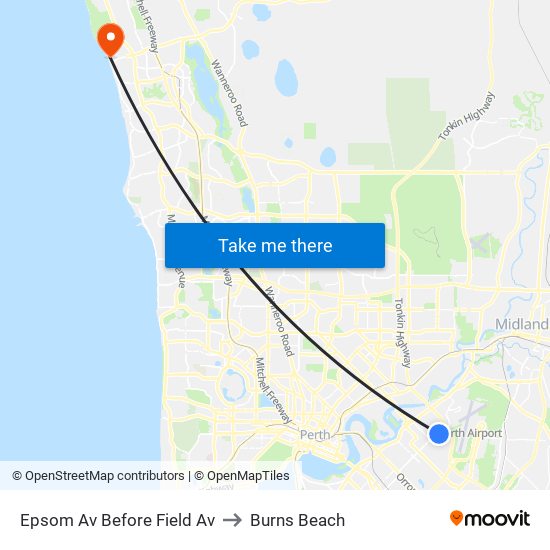 Epsom Av Before Field Av to Burns Beach map