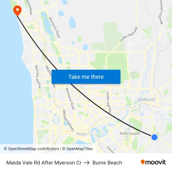 Maida Vale Rd After Myerson Cr to Burns Beach map