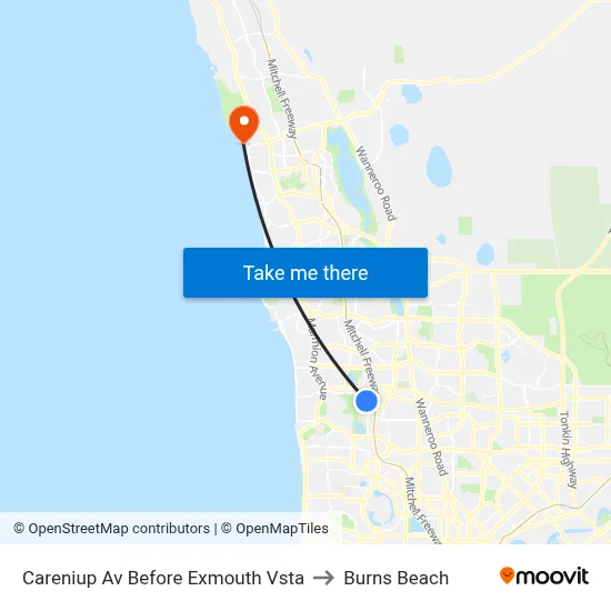 Careniup Av Before  Exmouth Vsta to Burns Beach map
