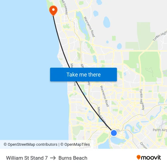 William St Stand 7 to Burns Beach map