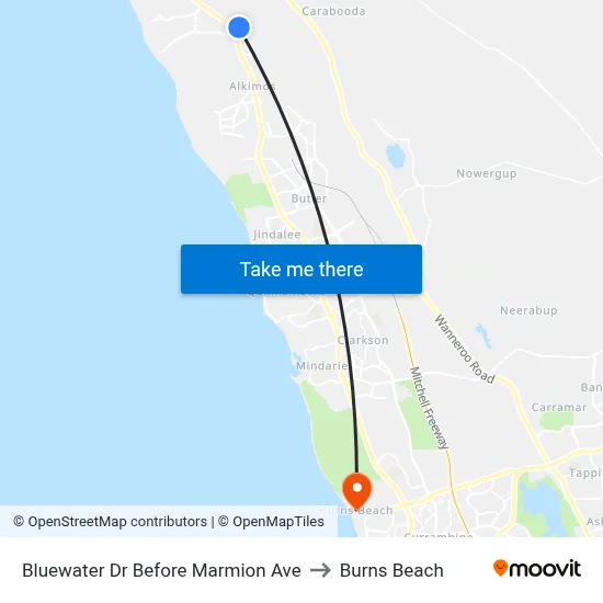 Bluewater Dr Before Marmion Ave to Burns Beach map
