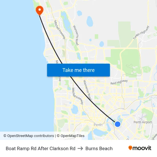 Boat Ramp Rd After Clarkson Rd to Burns Beach map