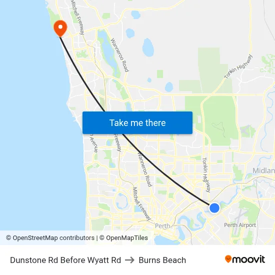 Dunstone Rd Before Wyatt Rd to Burns Beach map