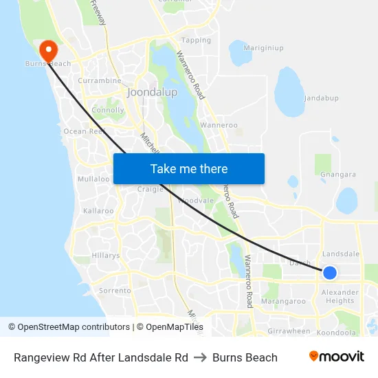 Rangeview Rd After Landsdale Rd to Burns Beach map
