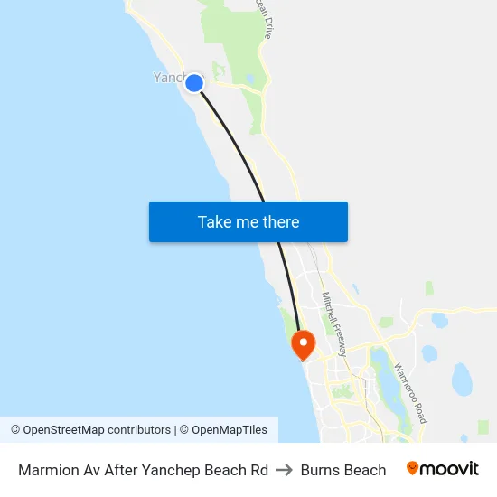 Marmion Av After Yanchep Beach Rd to Burns Beach map
