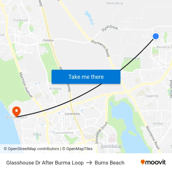 Glasshouse Dr After Burma Loop to Burns Beach map