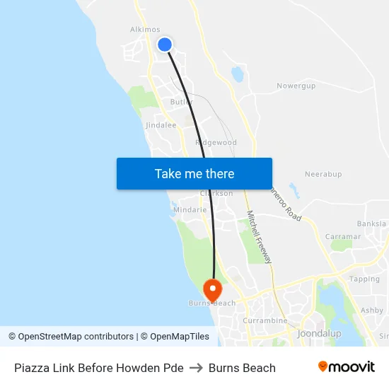 Piazza Link Before Howden Pde to Burns Beach map