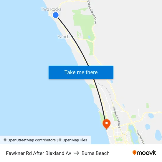 Fawkner Rd After Blaxland Av to Burns Beach map
