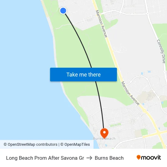 Long Beach Prom After Savona Gr to Burns Beach map