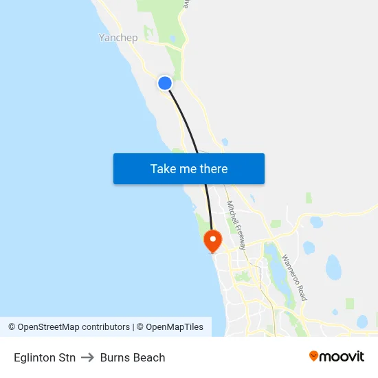 Eglinton Stn to Burns Beach map