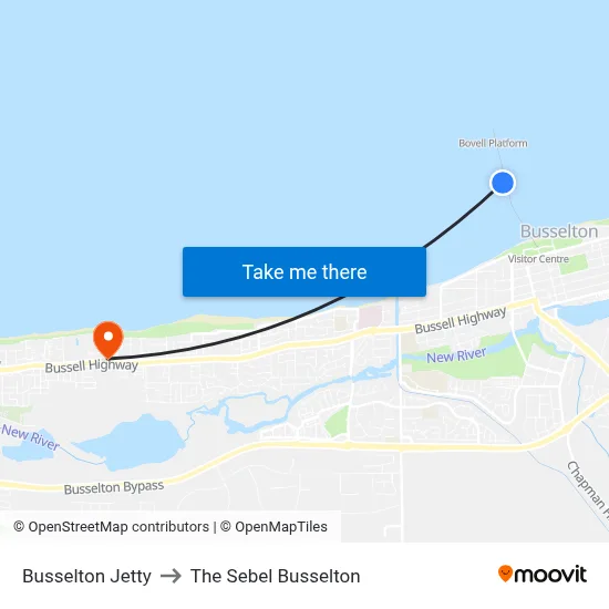 Busselton Jetty to The Sebel Busselton map