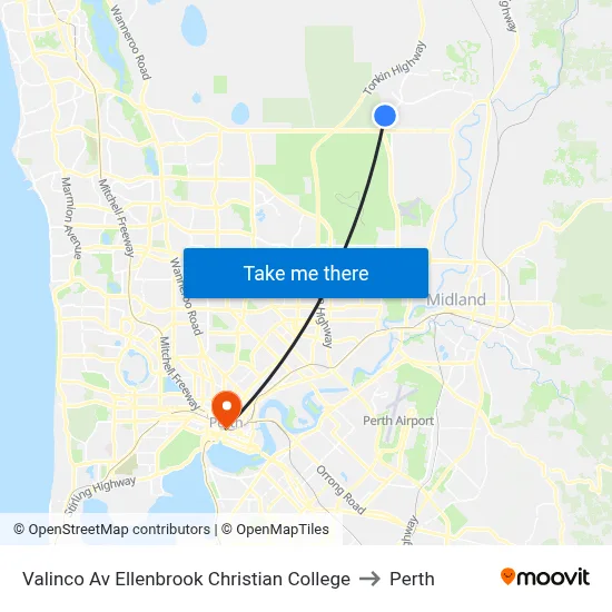 Valinco Av Ellenbrook Christian College to Perth map