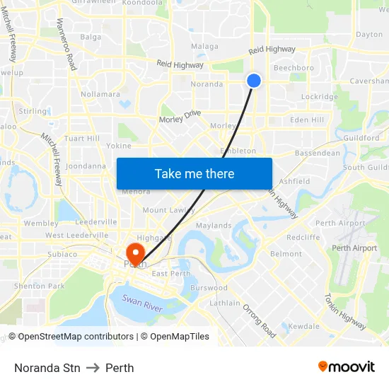 Noranda Stn to Perth map