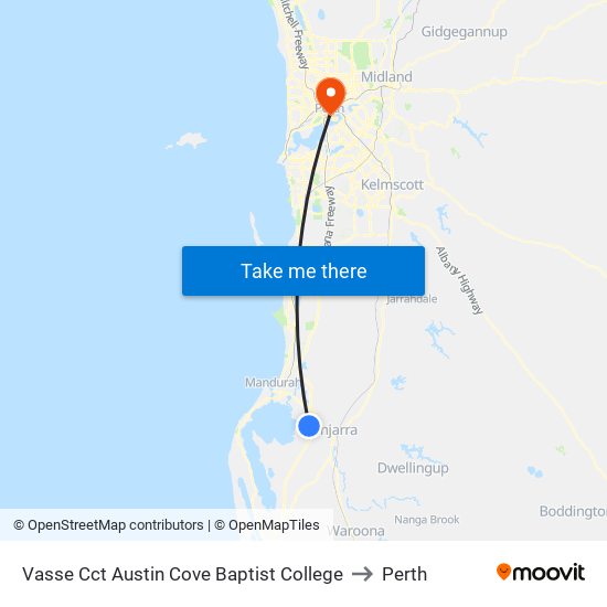 Vasse Cct Austin Cove Baptist College to Perth map