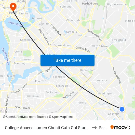 College Access Lumen Christi Cath Col Stand 4 to Perth map