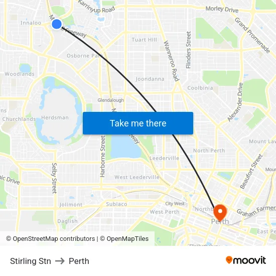 Stirling Stn to Perth map