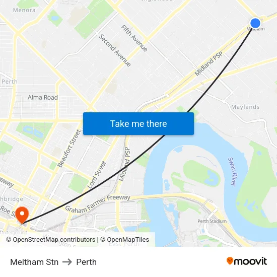 Meltham Stn to Perth map