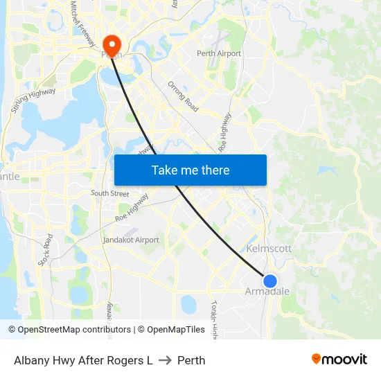 Albany Hwy After Rogers L to Perth map