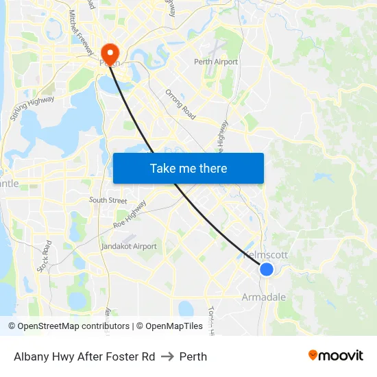 Albany Hwy After Foster Rd to Perth map