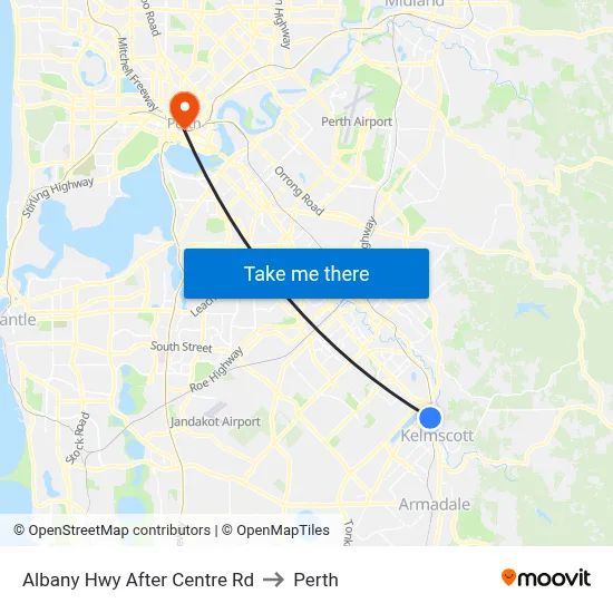 Albany Hwy After Centre Rd to Perth map