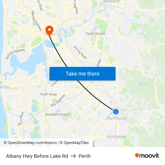 Albany Hwy Before Lake Rd to Perth map
