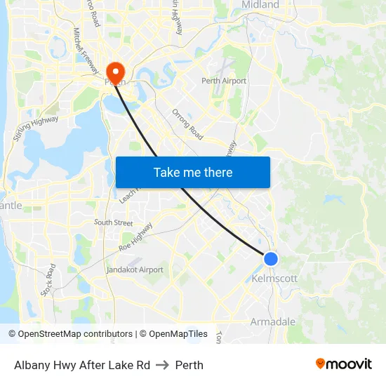 Albany Hwy After Lake Rd to Perth map