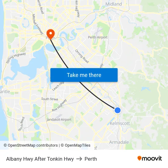 Albany Hwy After Tonkin Hwy to Perth map