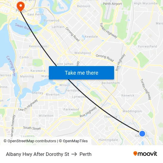 Albany Hwy After Dorothy St to Perth map