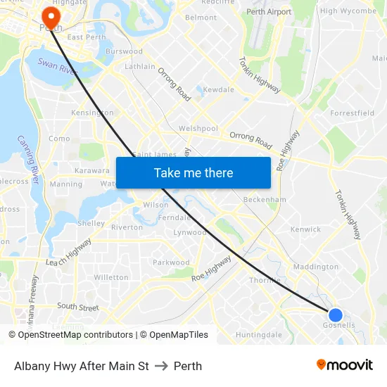 Albany Hwy After Main St to Perth map