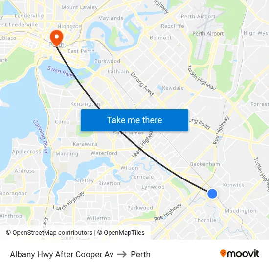 Albany Hwy After Cooper Av to Perth map