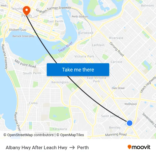 Albany Hwy After Leach Hwy to Perth map